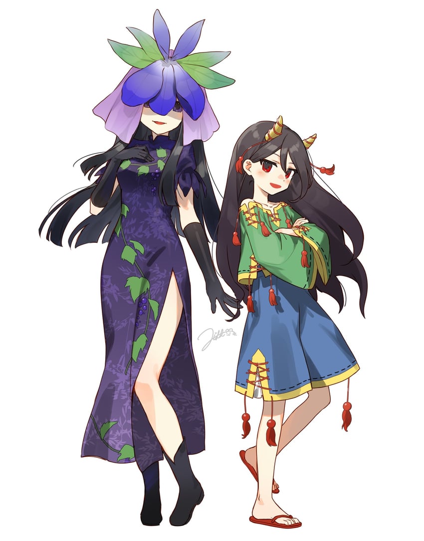 yomotsu hisami and nippaku zanmu (touhou and 1 more) drawn by jill_07km