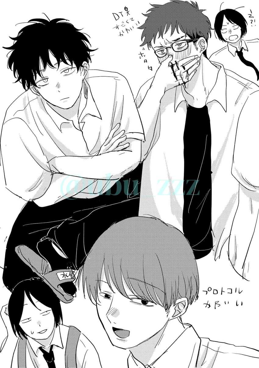 mizuo haruichi, takami kouki, taguchi ryuuya, and tohno gen (futsuu no keion-bu) drawn by ubu_zzz