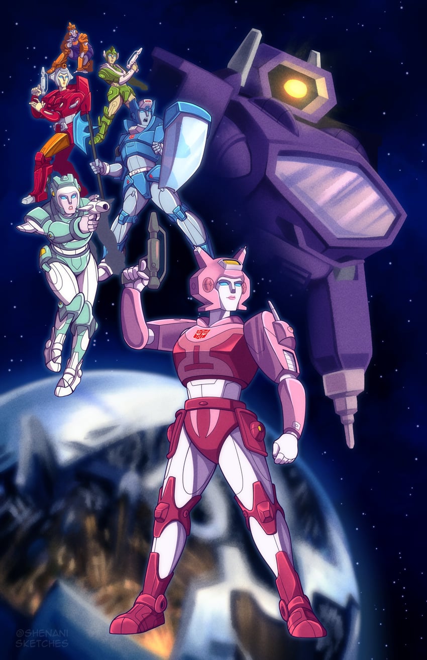 shockwave, elita one, chromia, moonracer, firestar, and 2 more (transformers and 1 more) drawn by shenani