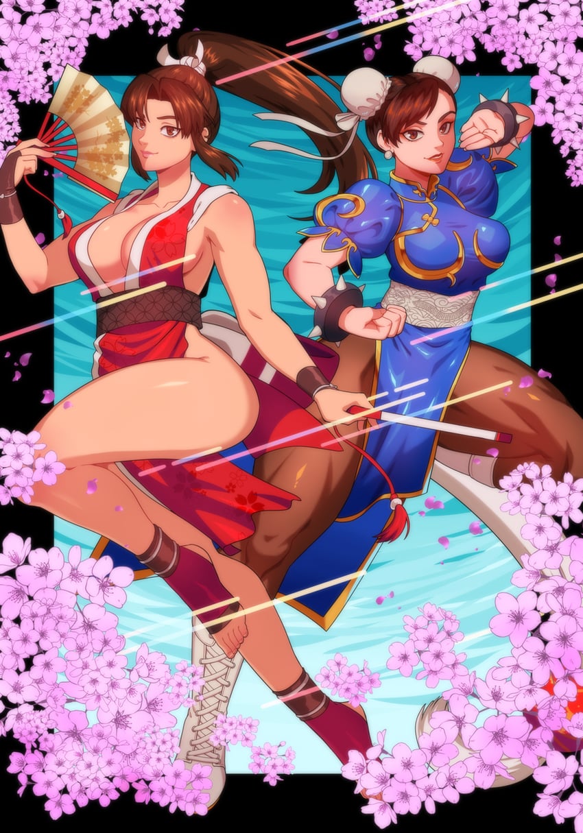 chun-li and shiranui mai (street fighter and 3 more) drawn by kitsune23star