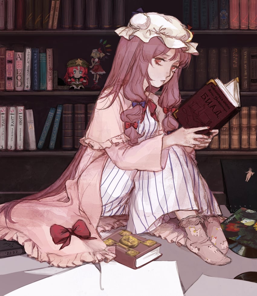 flandre scarlet, cirno, patchouli knowledge, and hong meiling (touhou) drawn by svveetberry