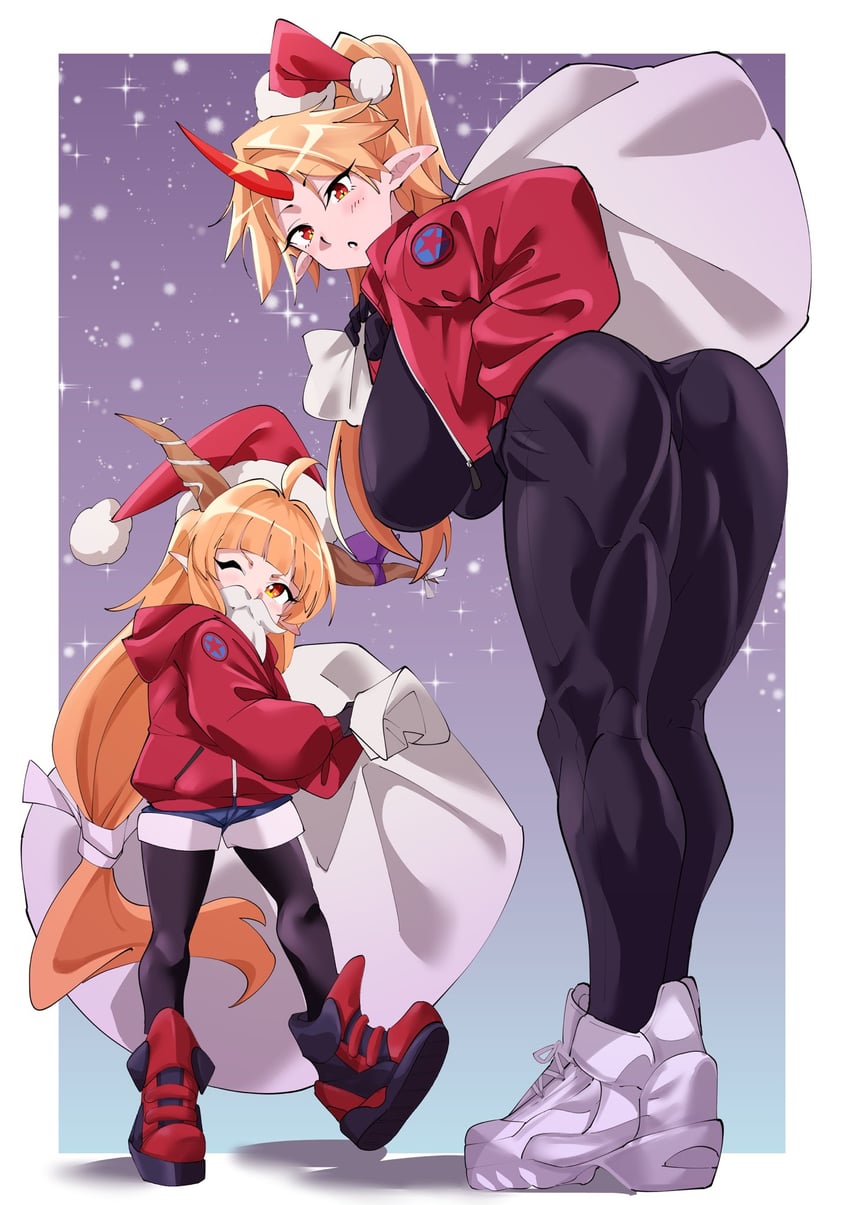 ibuki suika and hoshiguma yuugi (touhou) drawn by fugaku_(miko_no_miyatsuguchi)