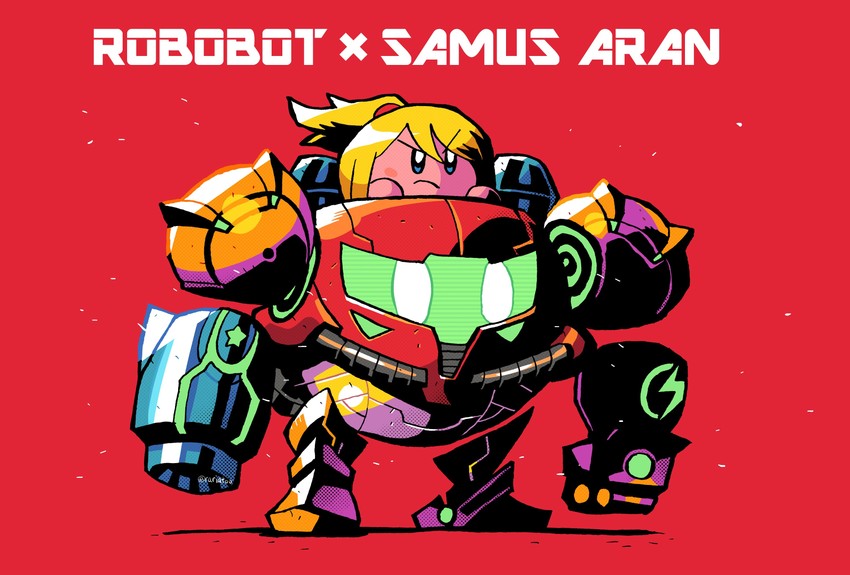 kirby, samus aran, and robobot armor (kirby and 3 more) drawn by rariatto_(ganguri)