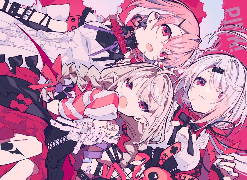 makaino ririmu, shiina yuika, and sasaki saku (nijisanji) drawn by mochizuki_kei