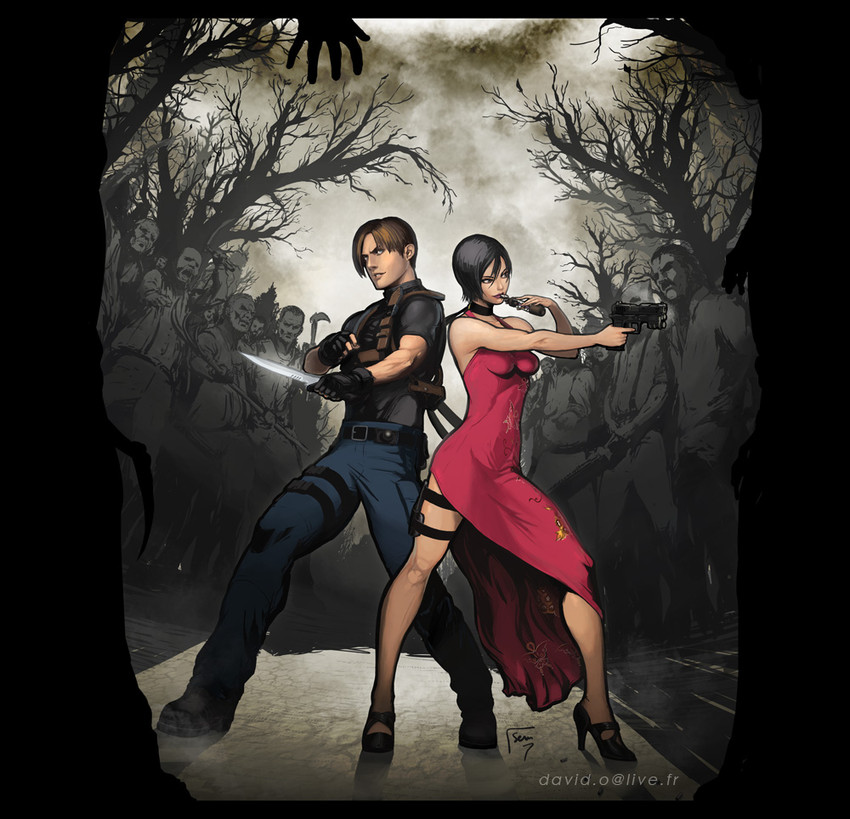 leon s. kennedy, ada wong, and dr. salvador (resident evil and 1 more) drawn by david_semsei
