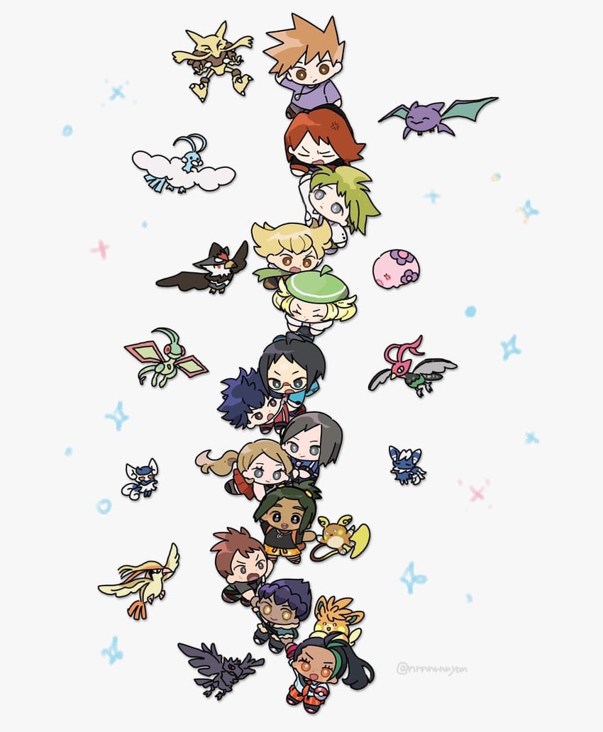serena, blue oak, silver, nemona, bianca, and 20 more (pokemon and 11 more) drawn by eneko_(olavcnkrpucl16a)