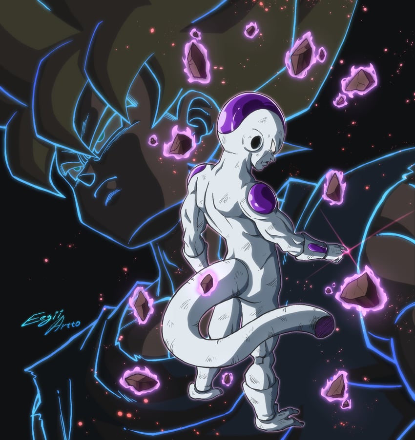 son goku, frieza, and final form frieza (dragon ball and 1 more) drawn by eegiiartto