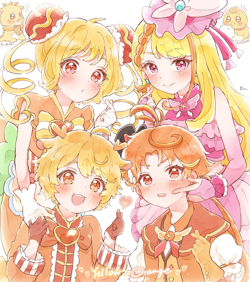 hijiri ageha, yuunagi tsubasa, hanamichi ran, cure butterfly, cure wing, and 2 more (precure and 2 more) drawn by shortcake_p
