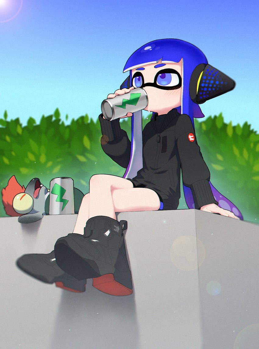 inkling player character, inkling girl, and smallfry (splatoon and 1 more) drawn by ichijip_app