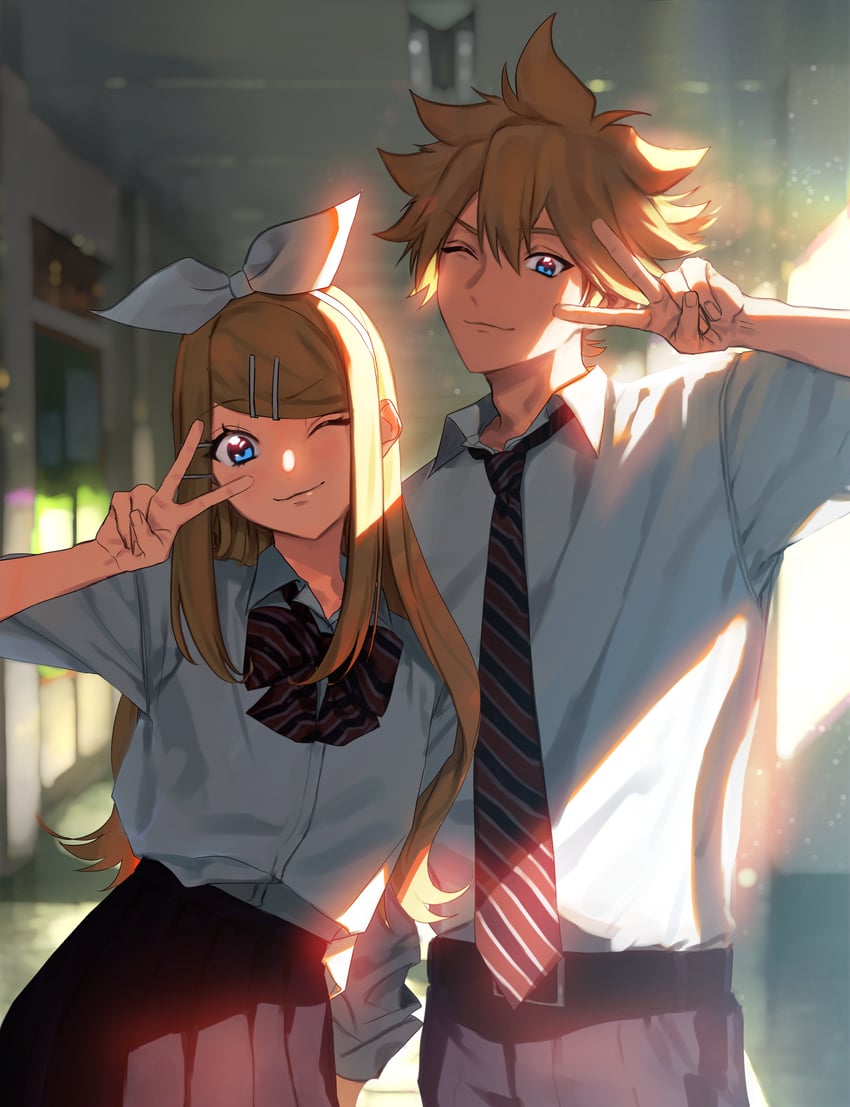 kagamine rin and kagamine len (vocaloid) drawn by tetorutti35