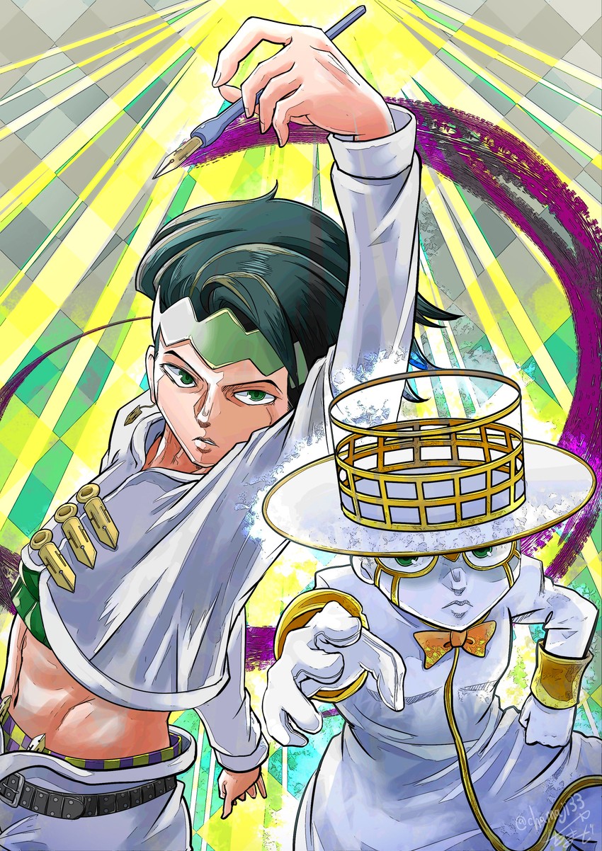 kishibe rohan and heaven's door (jojo no kimyou na bouken and 1 more) drawn by chamaji
