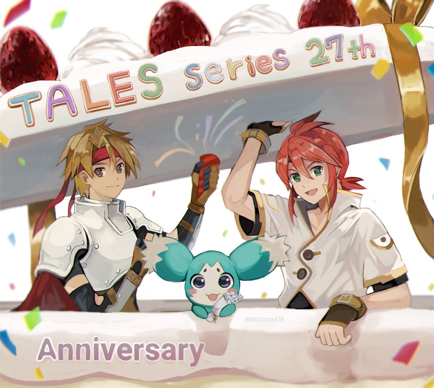 luke fon fabre, mieu, and cress albane (tales of and 2 more) drawn by umizora478