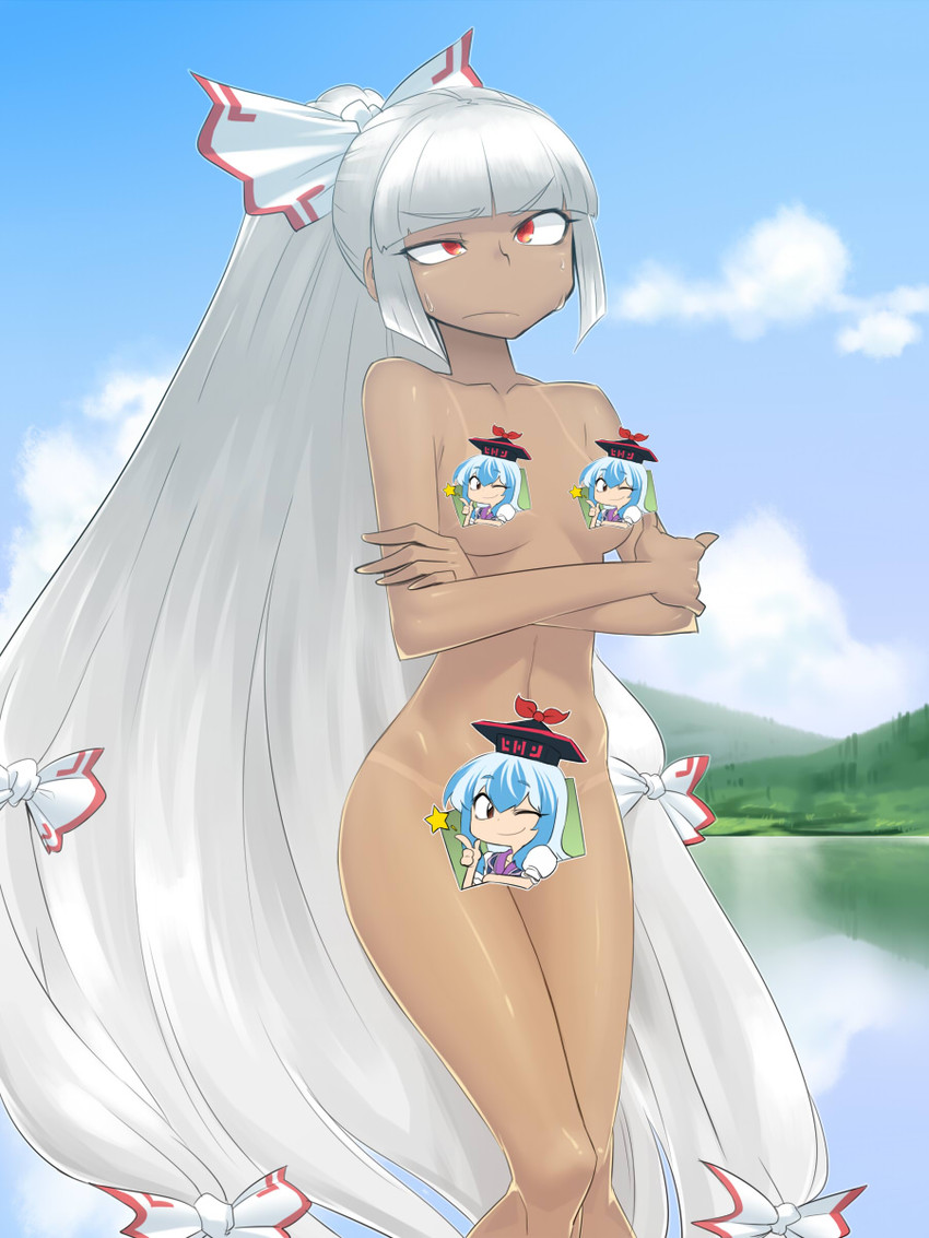 fujiwara no mokou and kamishirasawa keine (touhou) drawn by spacezin