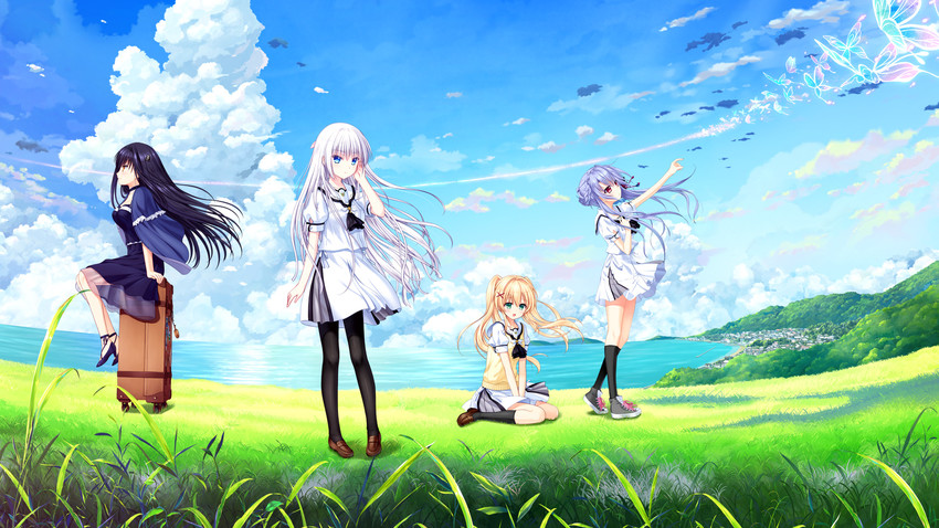 naruse shiroha, kushima kamome, sorakado ao, and tsumugi wenders (summer pockets) drawn by izumi_tsubasu, na-ga, and nagayama_yuunon