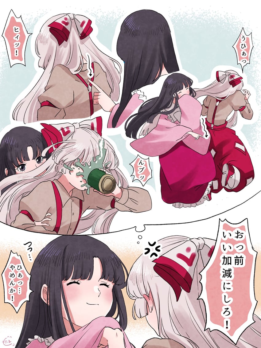 fujiwara no mokou and houraisan kaguya (touhou) drawn by mokoiscat