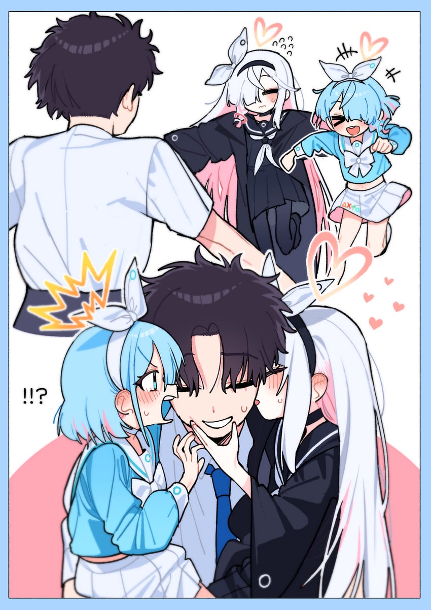 sensei, arona, and plana (blue archive and 1 more) drawn by je_o_mo