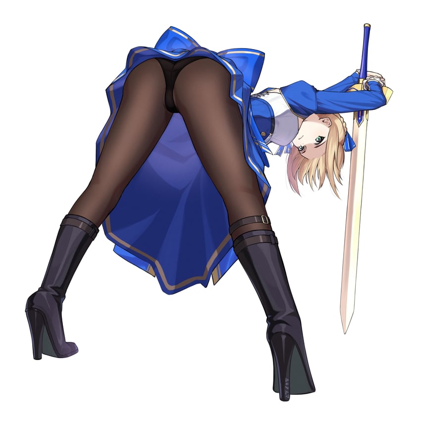 artoria pendragon and saber (fate and 4 more) drawn by darkhawkayin
