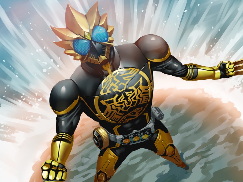 kamen rider ooo and ratoratah (kamen rider and 1 more) drawn by obui