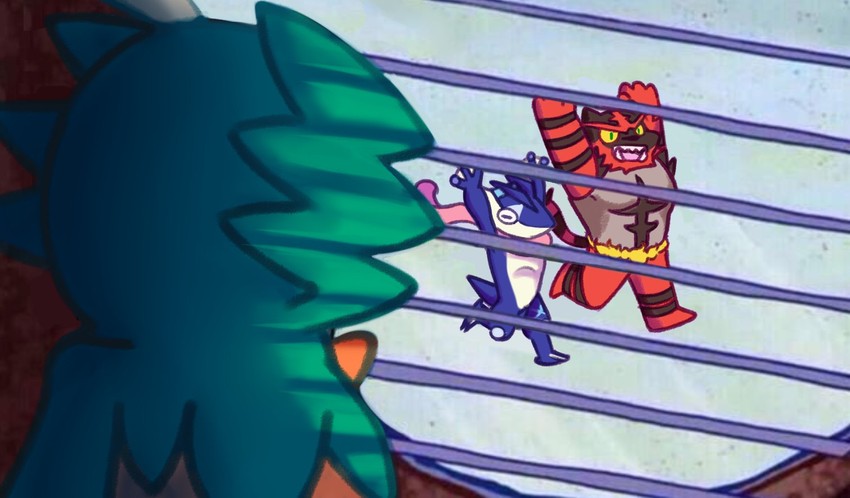 greninja, incineroar, and decidueye (pokemon and 4 more) drawn by hammyart