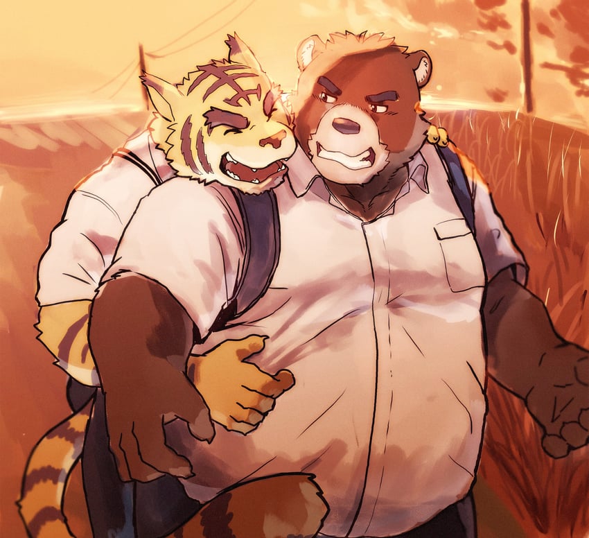 torahiko oshima and juuichi mikazuki (morenatsu) drawn by kakukaku_(kakukaku023)