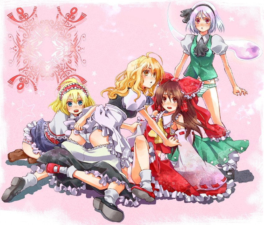 hakurei reimu, kirisame marisa, konpaku youmu, and alice margatroid (touhou) drawn by m_(pixiv)