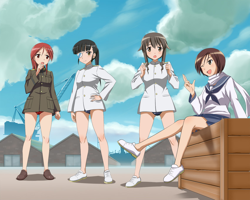 sakamoto mio, minna-dietlinde wilcke, takei junko, and nishizawa yoshiko (world witches series and 2 more) drawn by kaneko_(novram58)