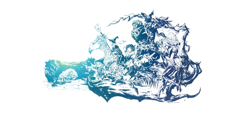 adventurer and moogle (final fantasy and 1 more) drawn by amano_yoshitaka