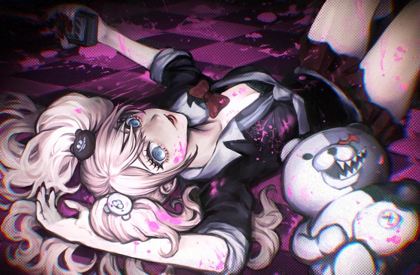 enoshima junko and monokuma (danganronpa and 1 more) drawn by ida_rintarou