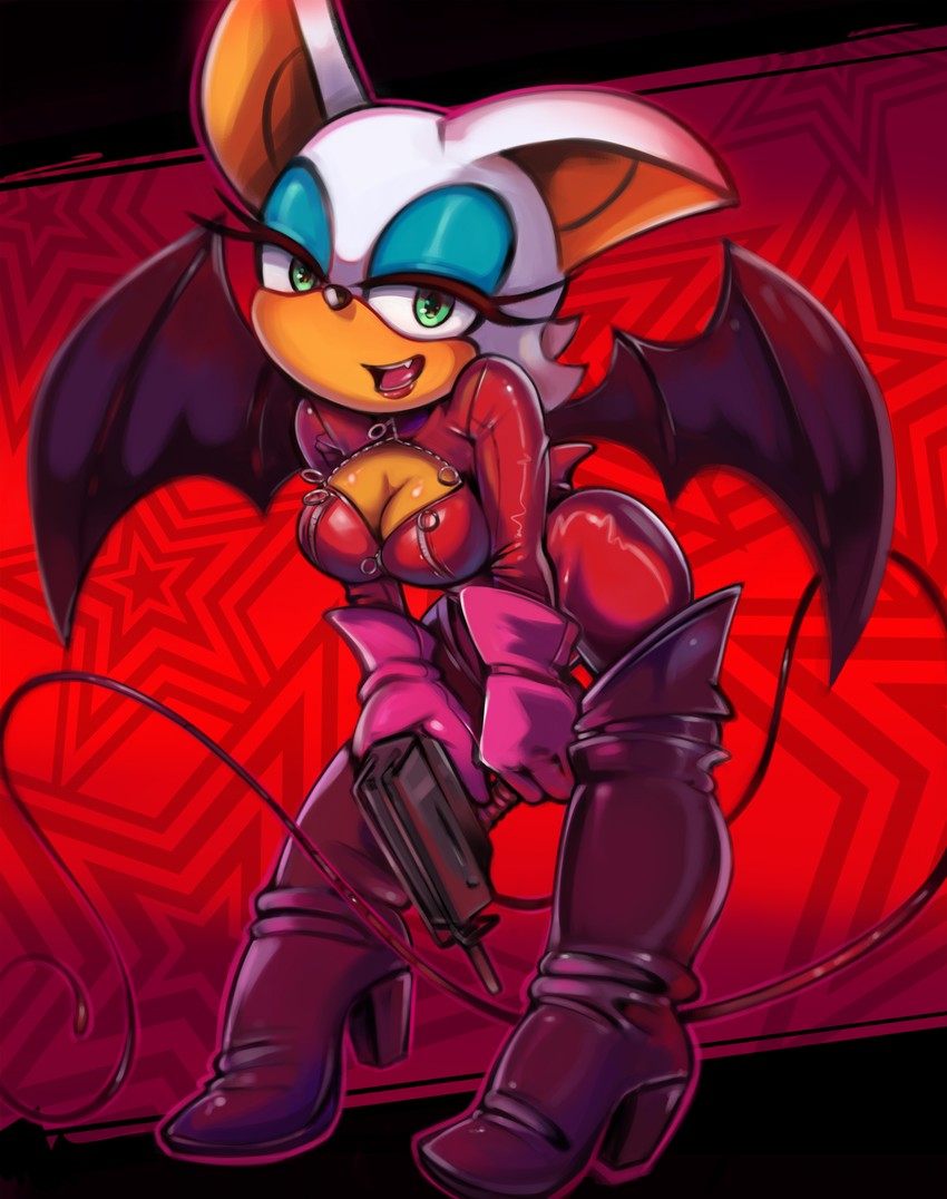 takamaki anne and rouge the bat (persona and 2 more) drawn by toasty_scones