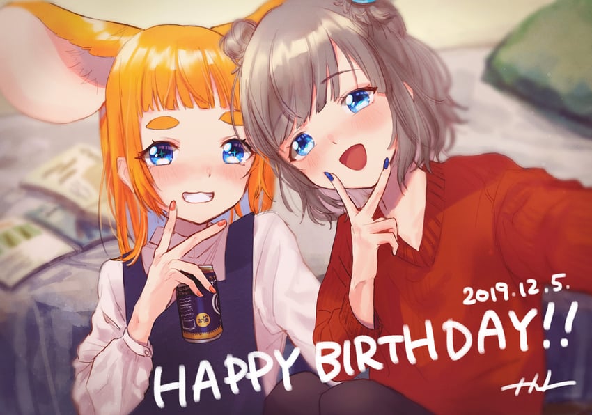 mau-chan and yamada suzume (indie virtual youtuber) drawn by naname_(7name)