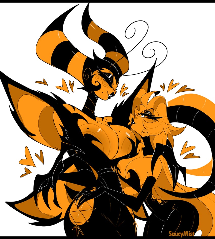 lilith and beelzebub (hazbin hotel and 1 more) drawn by saucymist