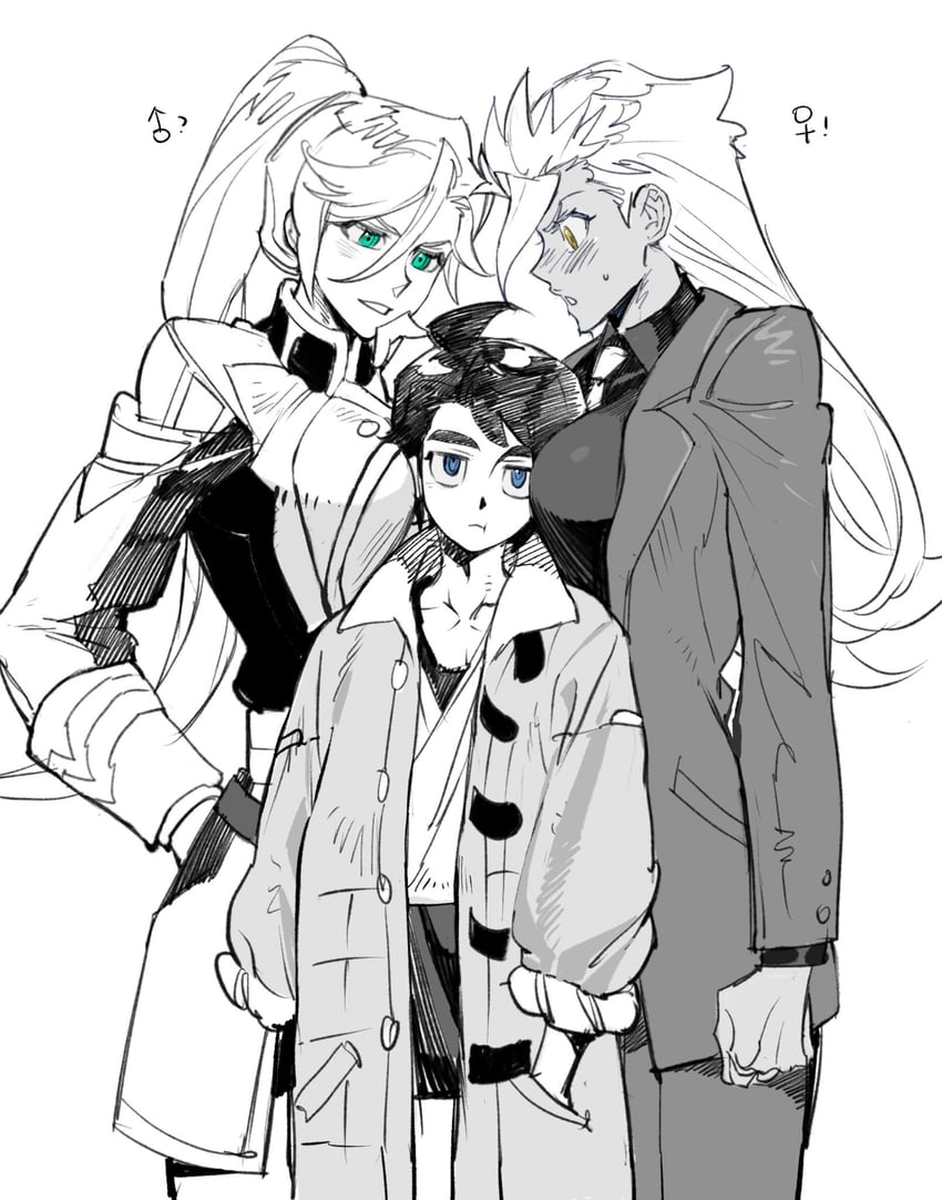 mikazuki augus, orga itsuka, and mcgillis fareed (gundam and 1 more) drawn by sumooo_(ga_ilil)