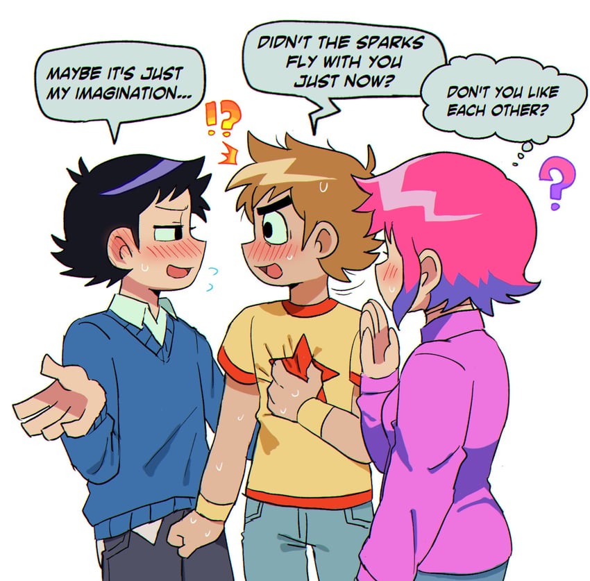 scott pilgrim, wallace wells, and ramona flowers (scott pilgrim and 1 more) drawn by guruo_(gur_sp)
