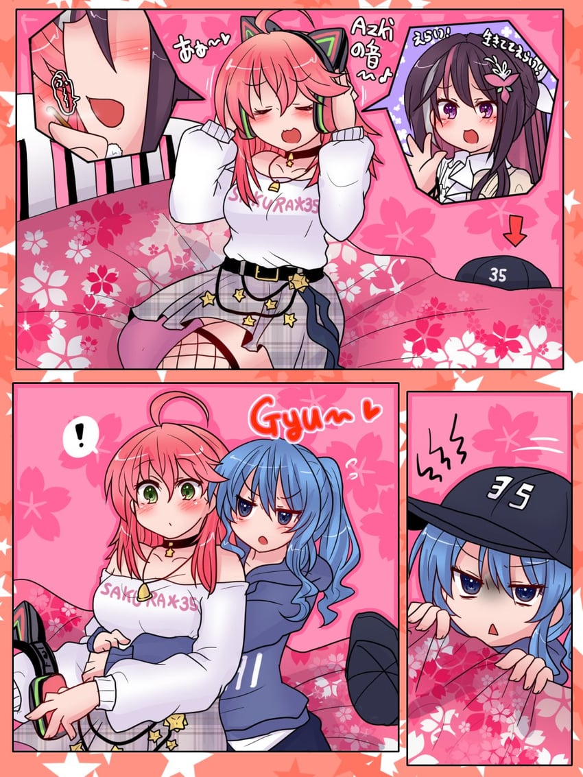 hoshimachi suisei, sakura miko, and azki (hololive) drawn by buuwa