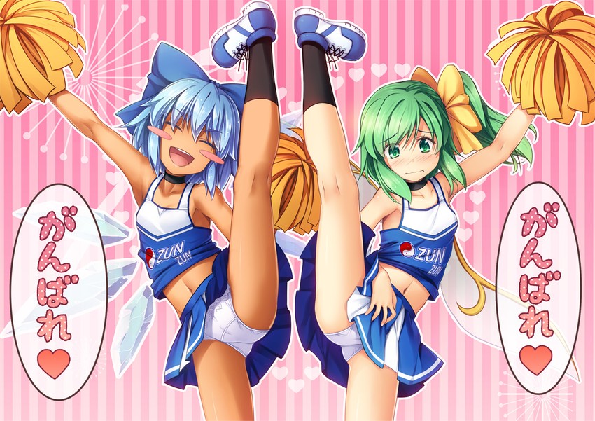 cirno, daiyousei, and tanned cirno (touhou) drawn by chima_q