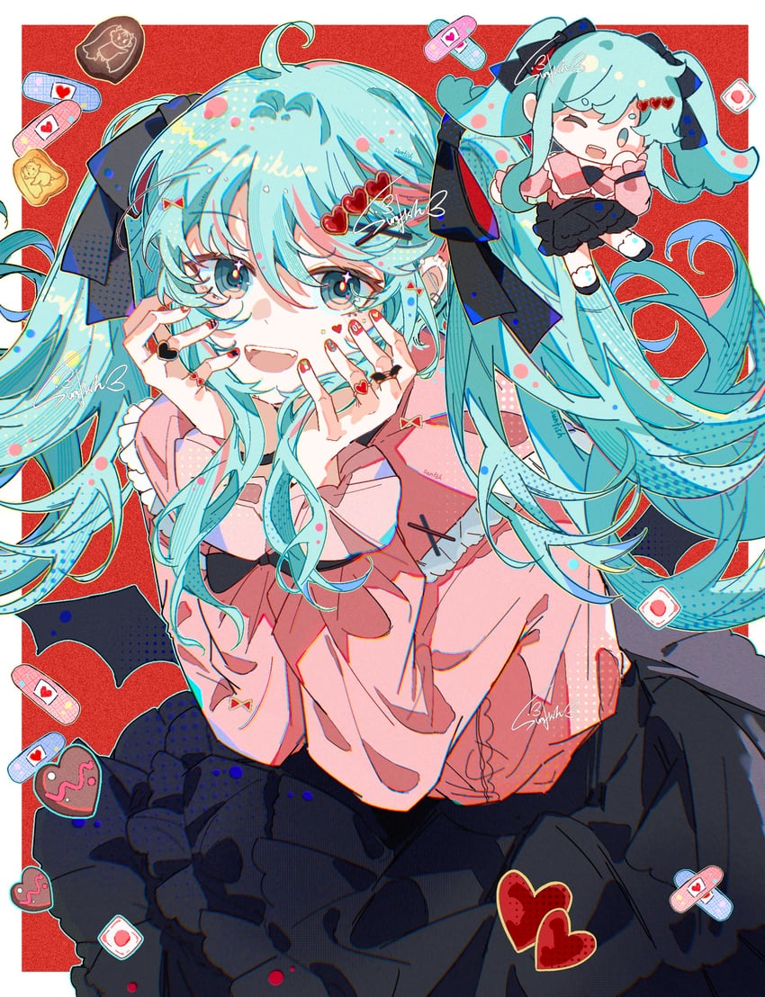 hatsune miku (vocaloid and 1 more) drawn by sunfish3939