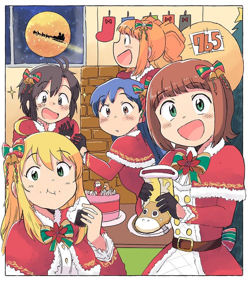 hoshii miki, kisaragi chihaya, amami haruka, kikuchi makoto, takatsuki yayoi, and 1 more (idolmaster and 2 more) drawn by tsubobot