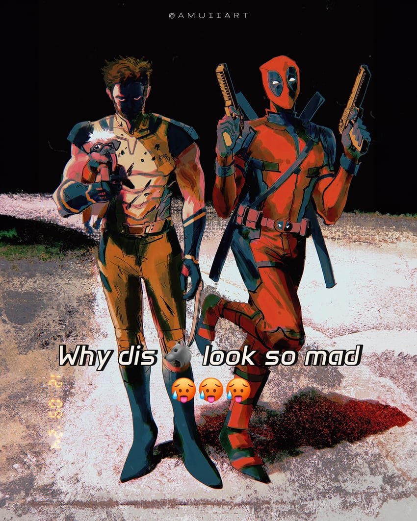 wolverine, deadpool, and dogpool (marvel and 4 more) drawn by amuii