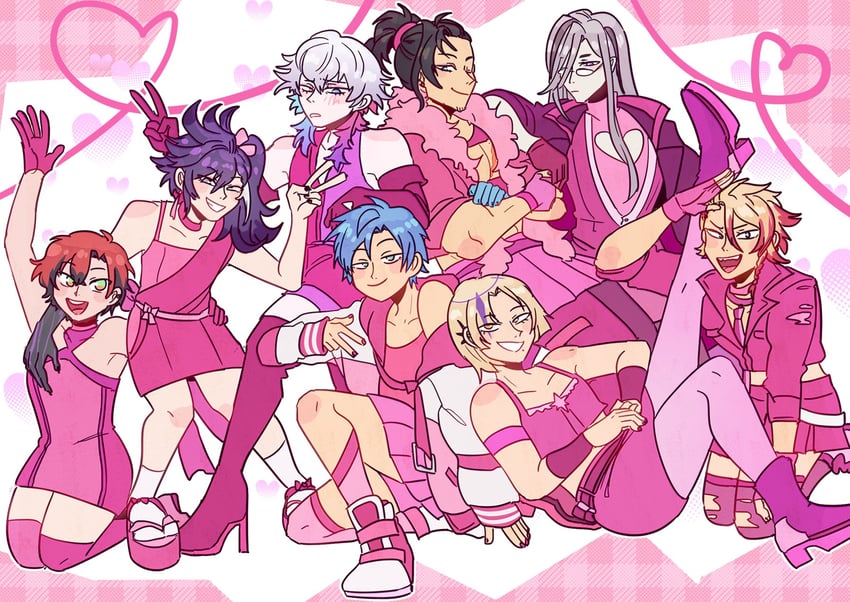 gavis bettel, machina x flayon, regis altare, axel syrios, banzoin hakka, and 3 more (holostars and 1 more) drawn by ministarfruit