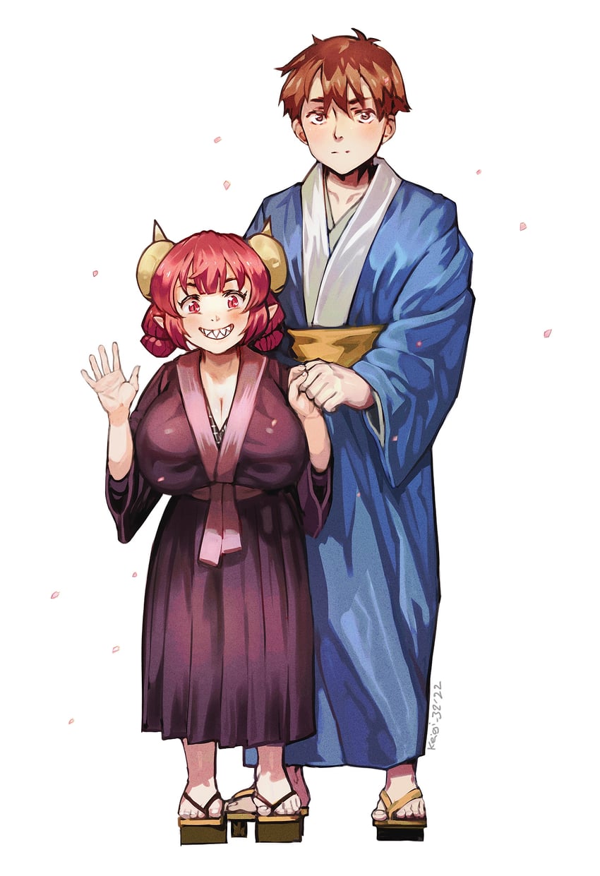 ilulu and aida taketo (kobayashi-san chi no maidragon) drawn by keigi