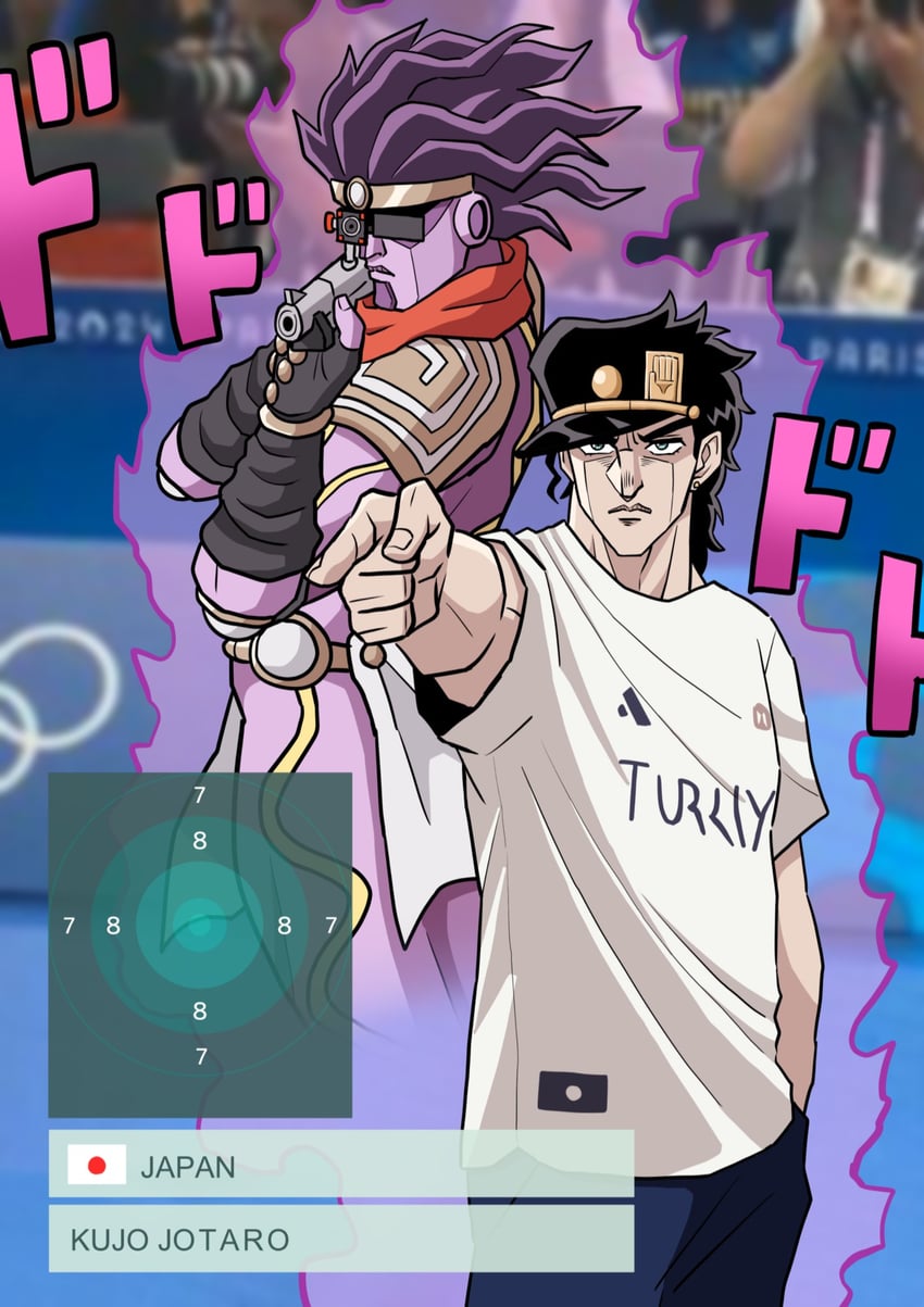 kujo jotaro, star platinum, yusuf dikec, and choe daehan (jojo no kimyou na bouken and 3 more) drawn by washin