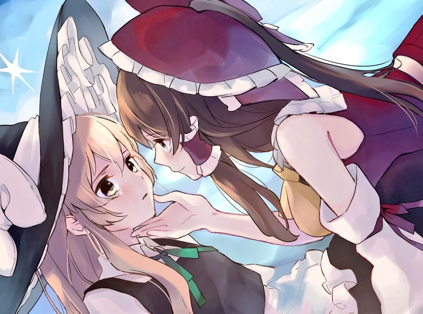 hakurei reimu and kirisame marisa (touhou) drawn by vanilla_(miotanntann)