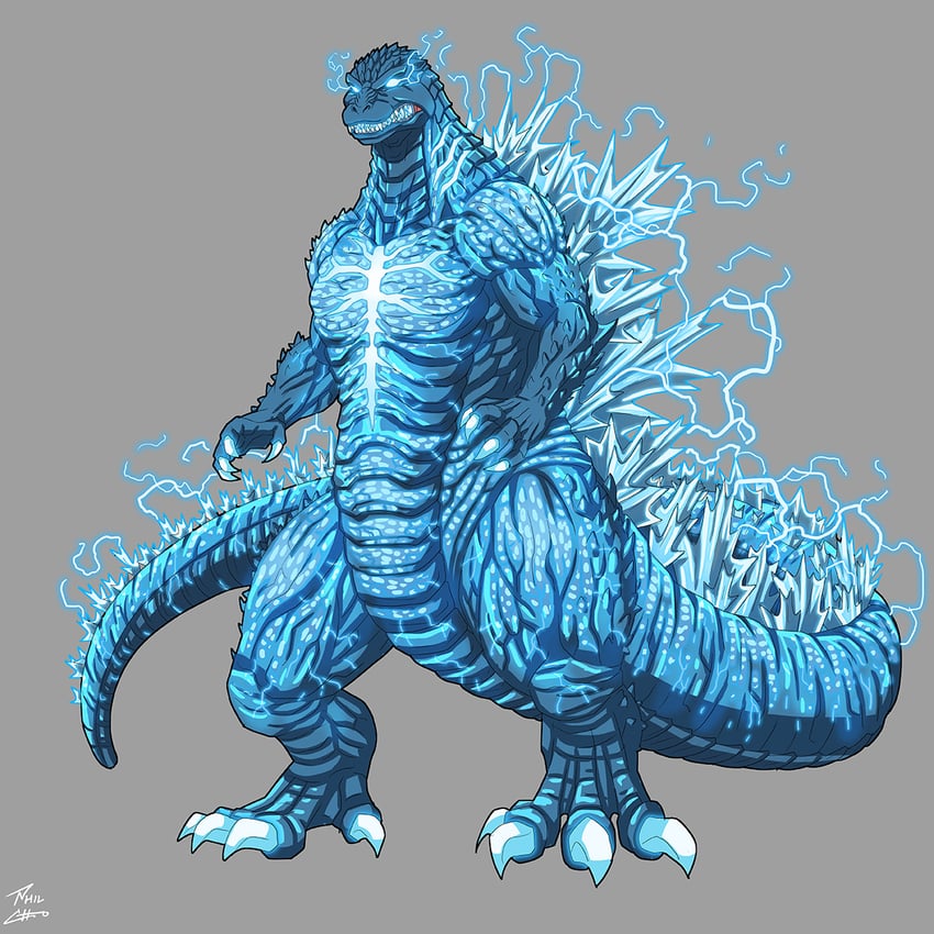 godzilla and burning godzilla (godzilla and 1 more) drawn by phil-cho