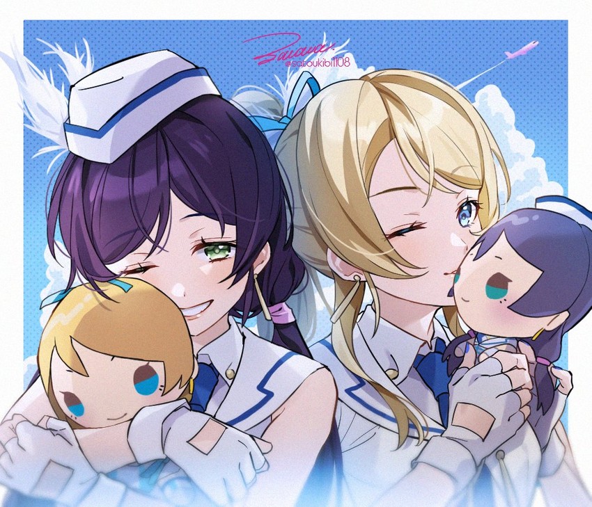 tojo nozomi and ayase eli (love live! and 1 more) drawn by zawawa_(satoukibi1108)