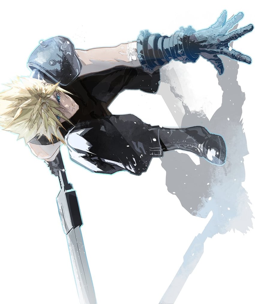 cloud strife (final fantasy and 3 more) drawn by cofffee