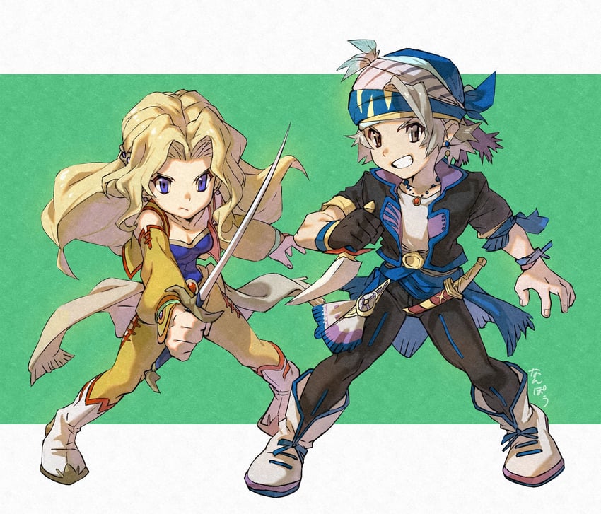celes chere and locke cole (final fantasy and 1 more) drawn by nanpou_(nanpou0021)