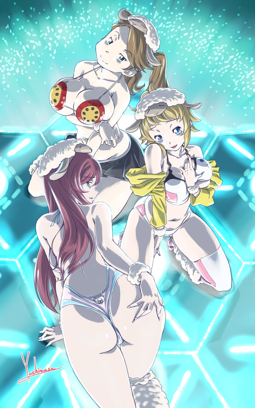 hoshino fumina, sazaki kaoruko, and kamiki mirai (gundam and 2 more) drawn by yoshinaga_masahiro