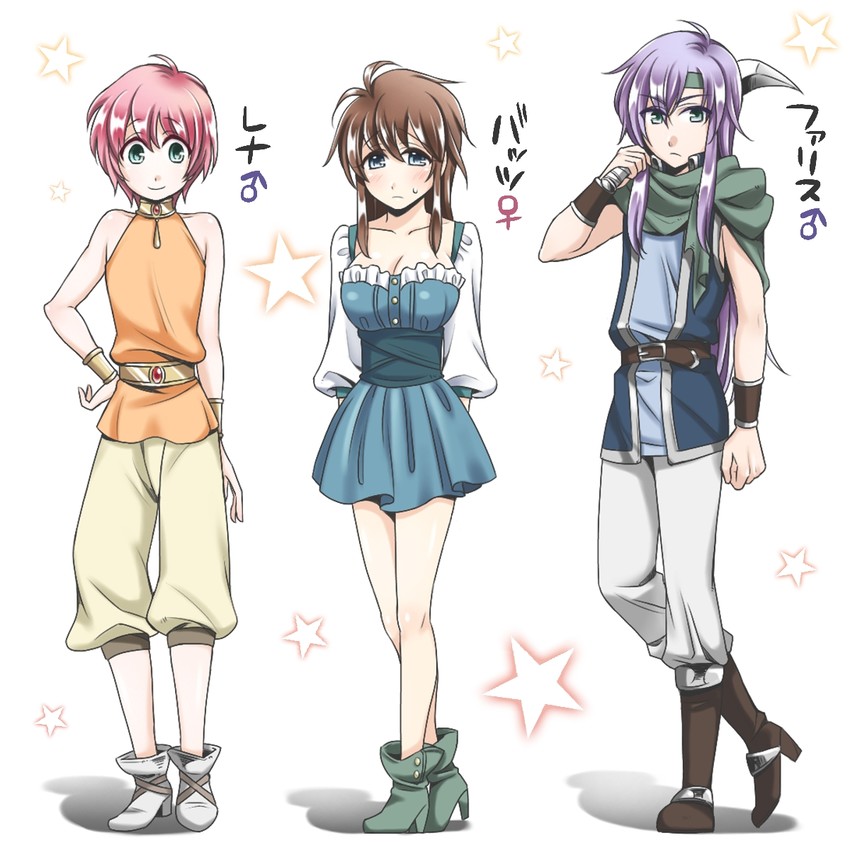 lenna charlotte tycoon, faris scherwiz, and bartz klauser (final fantasy and 1 more) drawn by yakisobapan_tarou_&_negitoro-ko