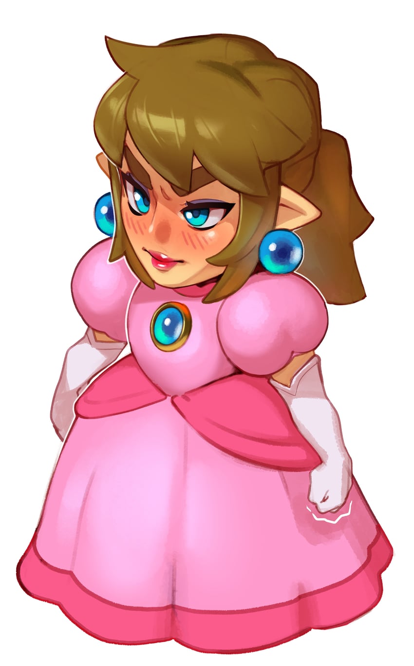 link and princess peach (the legend of zelda and 2 more) drawn by combos_&_doodles