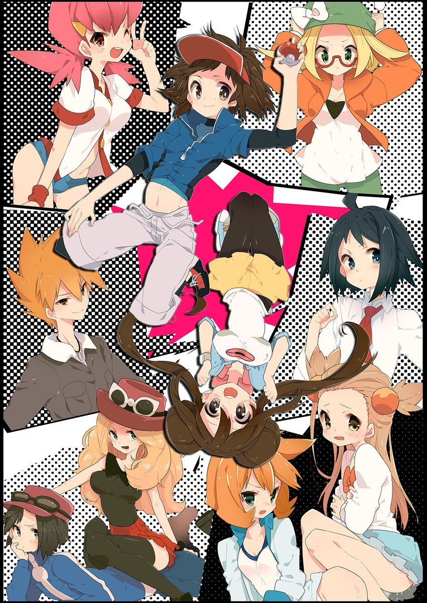 rosa, serena, misty, blue oak, bianca, and 5 more (pokemon and 3 more) drawn by nakamura_sandayo